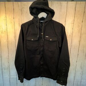 Tony Hawk Twill Snap Trucker Hoodie Jacket Size Small Black